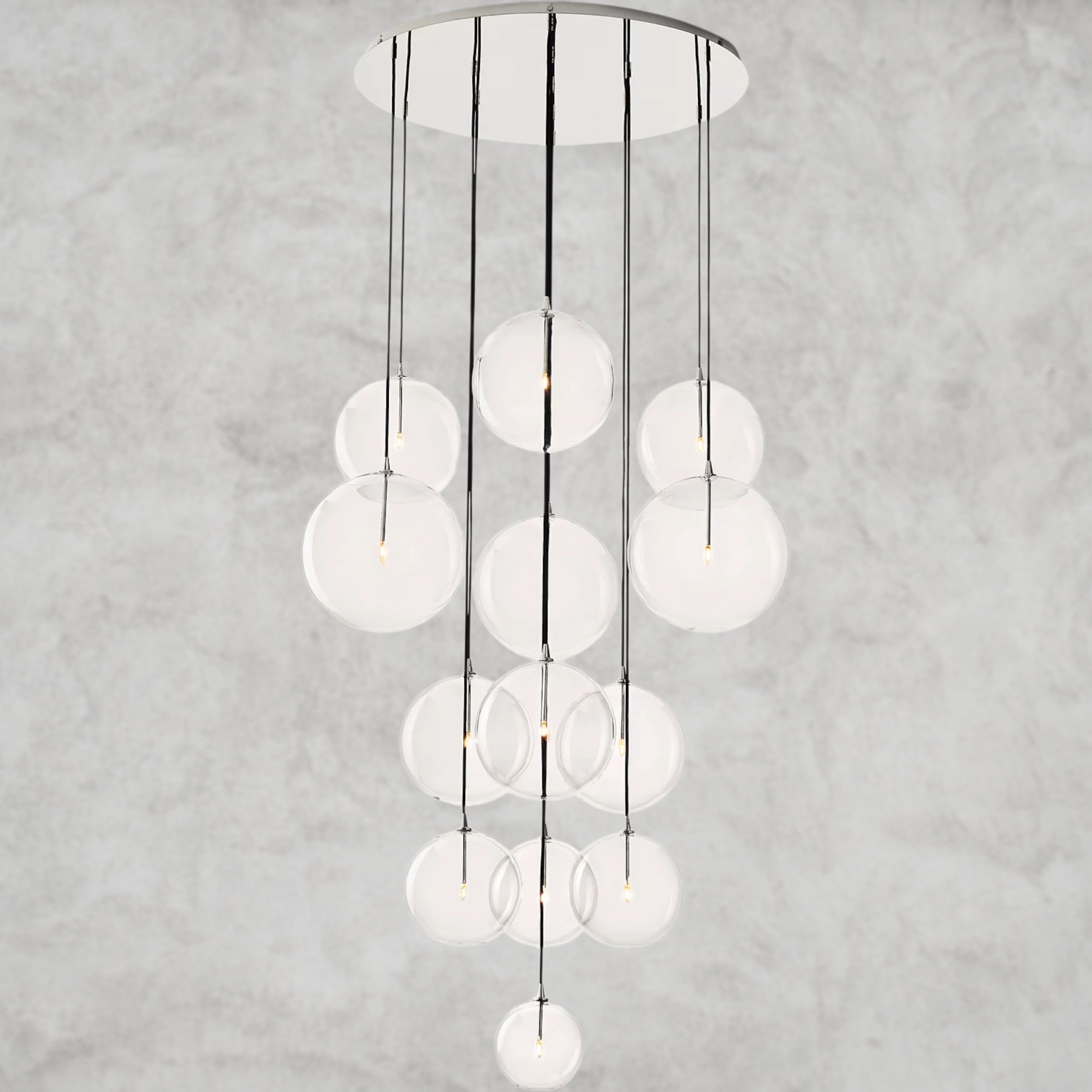Glass Globe Mobile Cluster Chandelier 28", 44"
